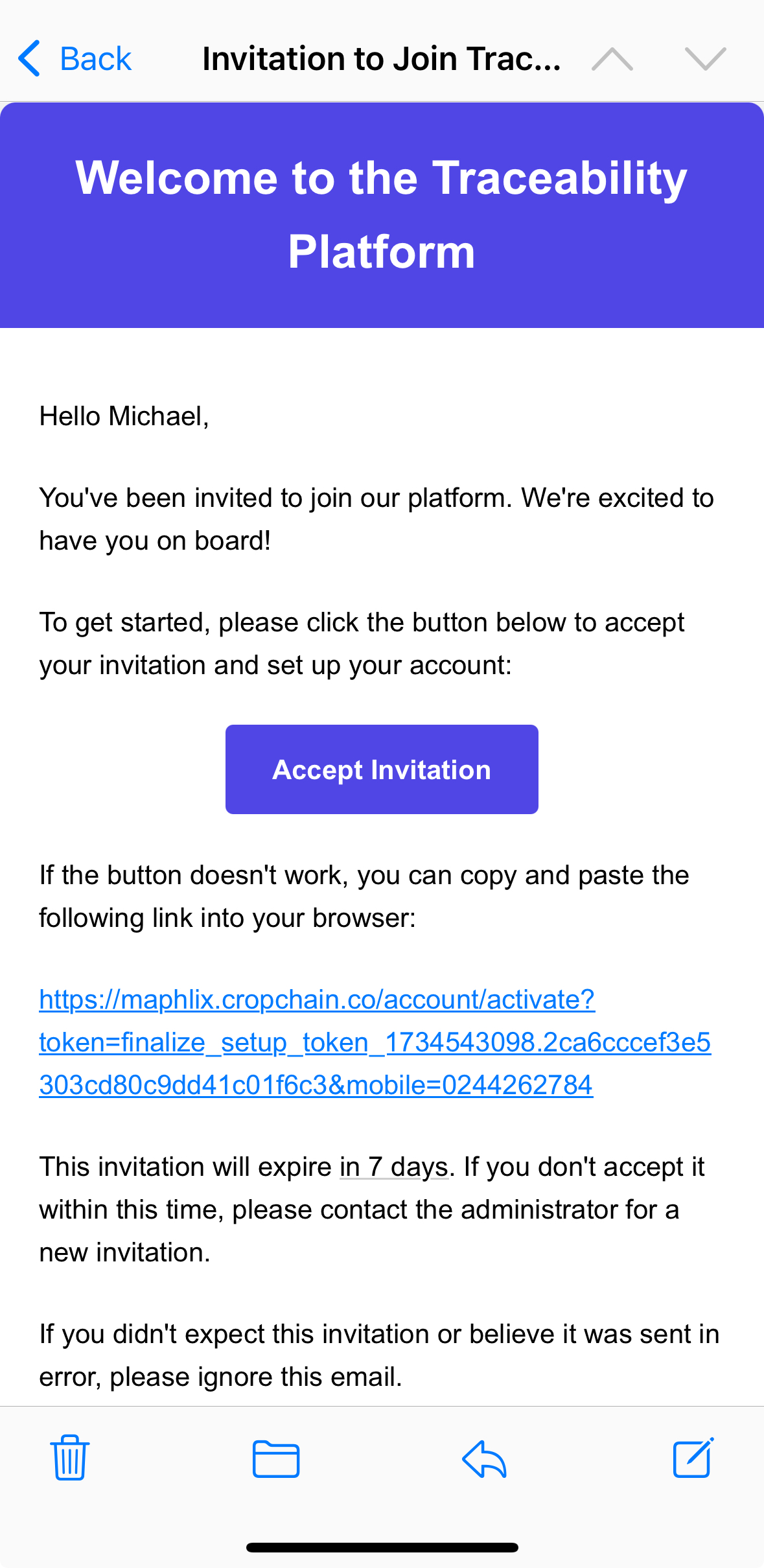Activation Email